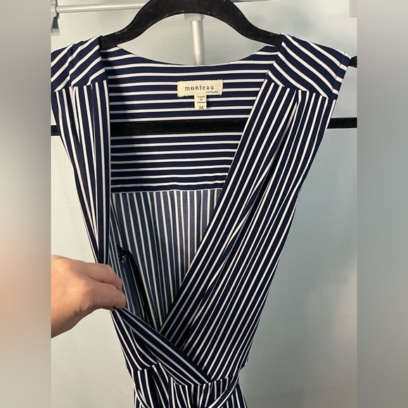 Monteau Navy Blue and white Striped Jumpsuit size M - Picture 6 of 11